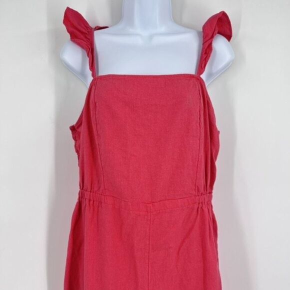 Xhilaration Womens Linen Blend Ruffle Sleeveless Wide Leg Jumpsuit Pink Sz Large - Picture 9 of 10